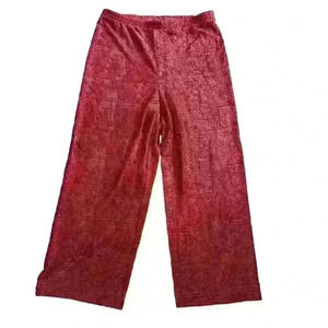 Women's Wide Leg Pants Burgundy size M Medium Textured Trouser Pull On
